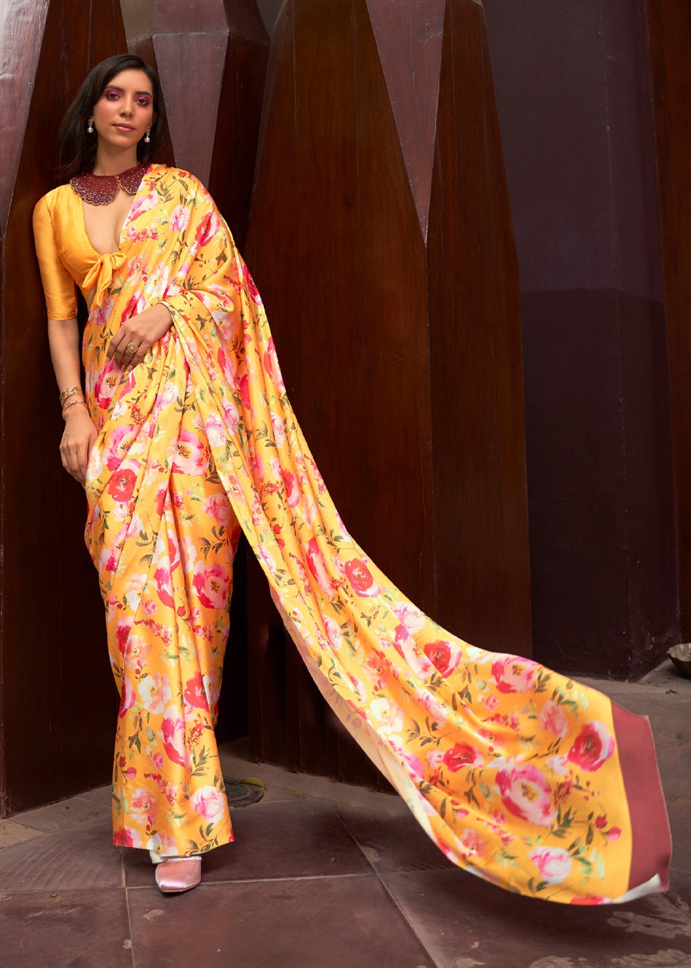 Pure Heavy Satin Silk Digital Printed Saree